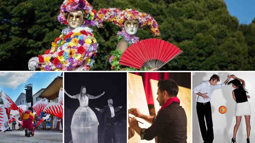 Italian inspired entertainment acts including masquerade, painters, dancers and sway pole act.