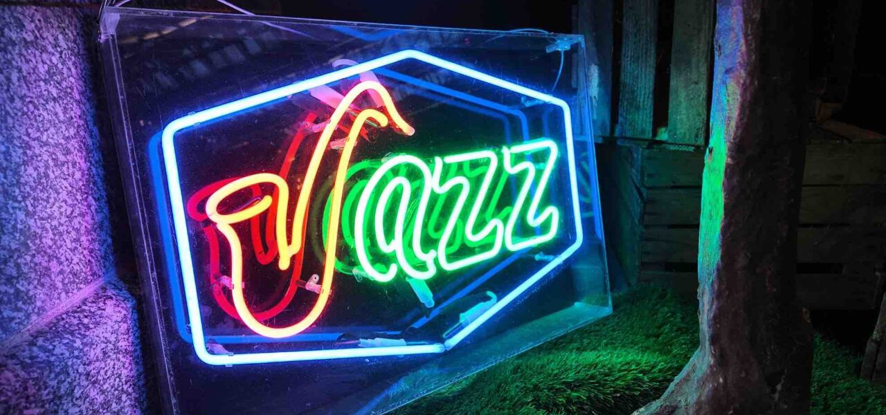 Neon LED Jazz sign we used to decorate a gala dinner lounge for a 1920s theme event.