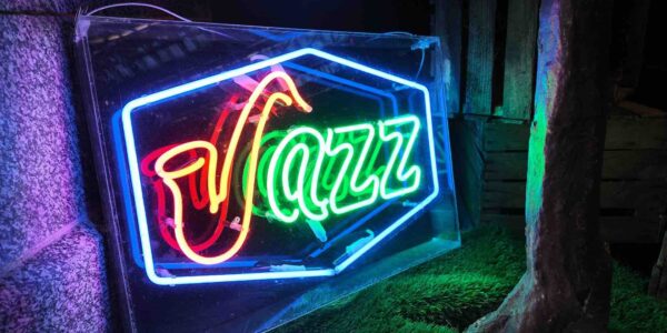 Neon LED Jazz sign we used to decorate a gala dinner lounge for a 1920s theme event.
