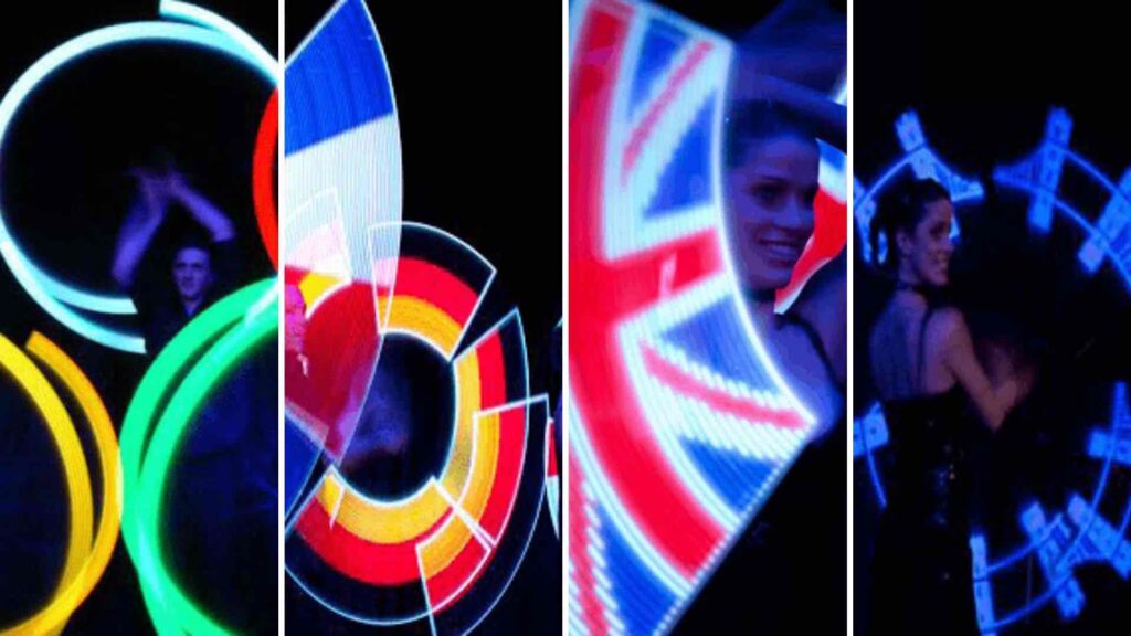 Pixel Poi olympic dancers ideal for sports events.