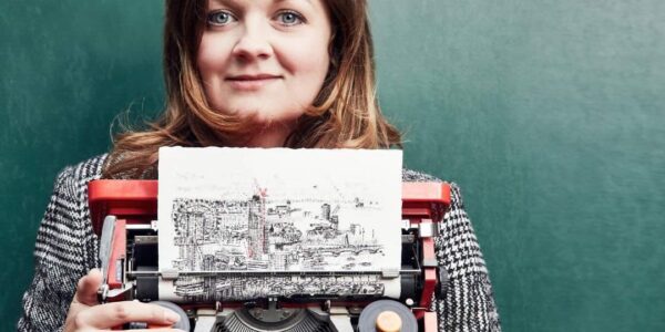 Live-Typewriter-Artist-Posing-With-Typewriter