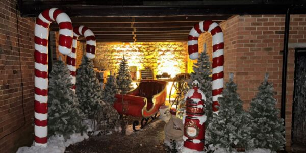We created a bespoke Christmas themed set design outside for a music video.