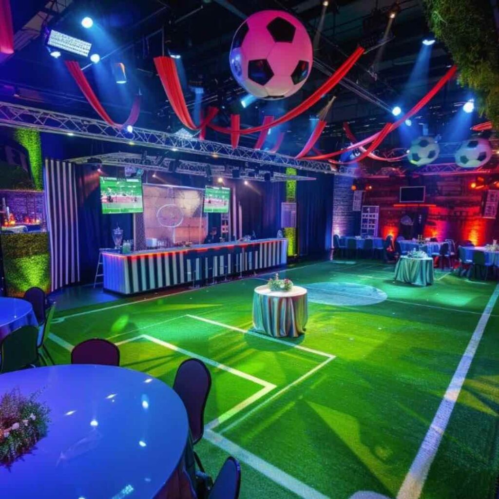 Football themed event production by Julia Charles.