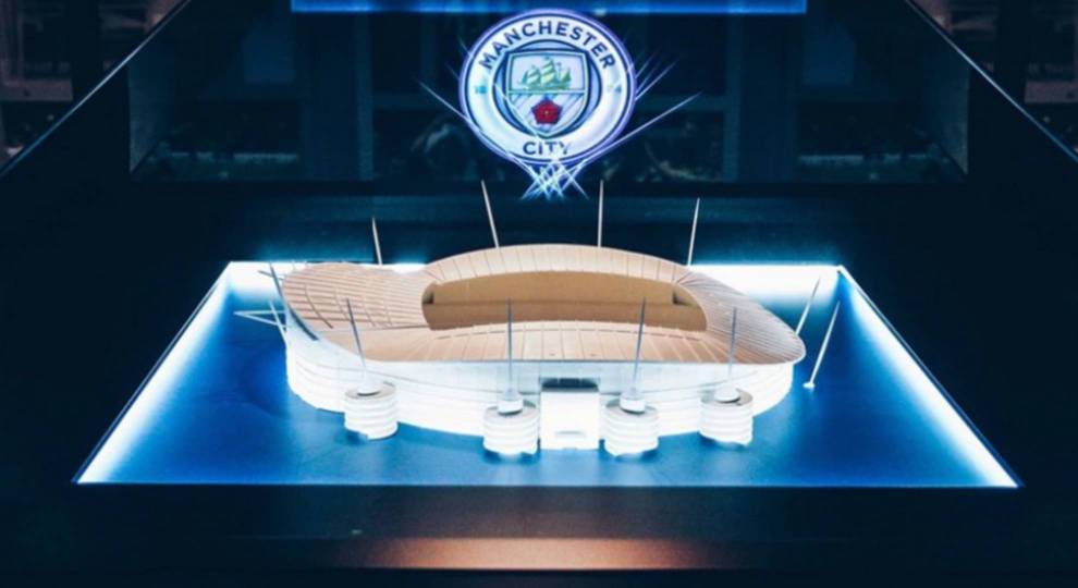 Manchester City fan tour hologram logo example.