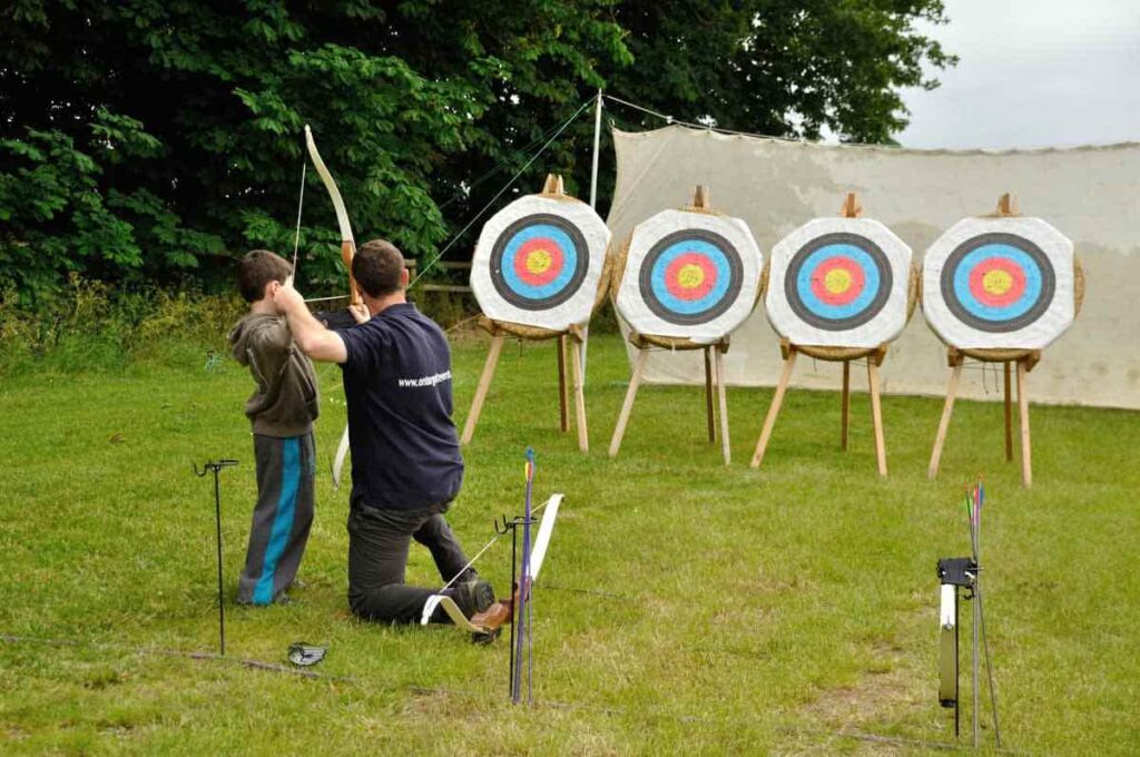 Mobile archery outdoor corporate activity.