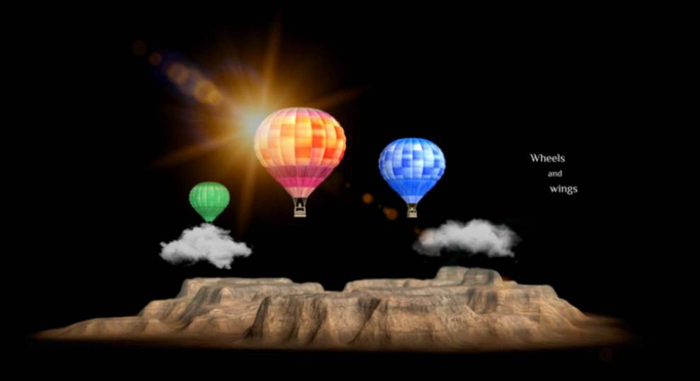 Project Neom hologram with hot air balloons for brand activations.