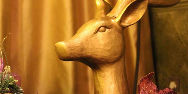 Golden reindeer prop.