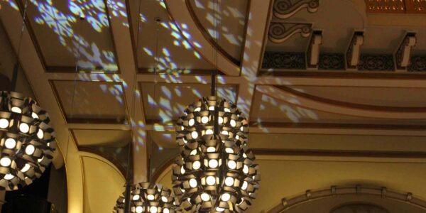 Light projection of snowflakes available as part our Christmas theming services.