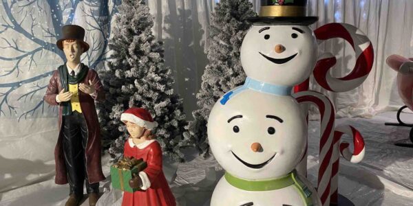 Christmas carol props and snowman for Victorian themed event.