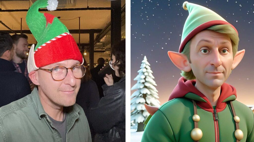 Guest (left) and AI character generated from AI photo booth (right).