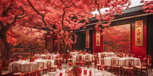 Blossom tree concept design for Chinese themed gala dinner.