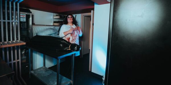 Create different rooms for your slaughterhouse such as this morgue room with bloodied butcher!