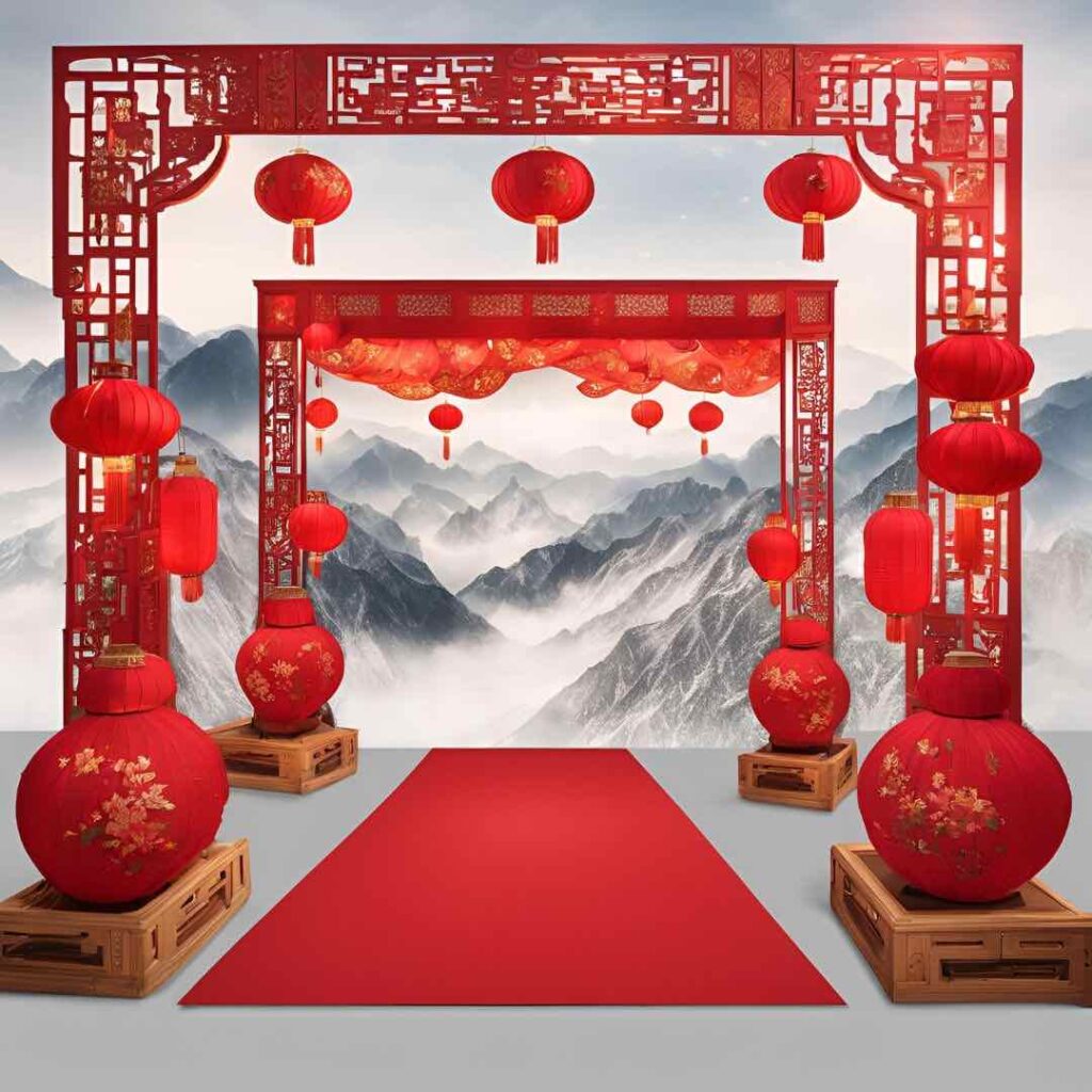 Our creative team design and install bespoke Chinese New Year decorations such as this entryway.