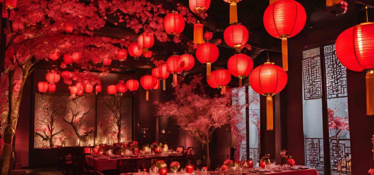 Chinese themed party concept design by Canva Ai.