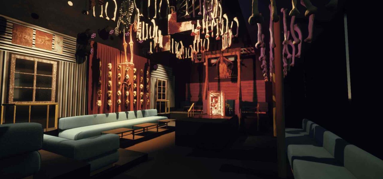 Bespoke design of leatherface's slaughter chamber from Texas Chainsaw Massacre for Halloween Event.
