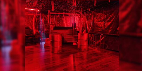 Slaughterhouse designed by Julia Charles and brought to life by the team for a Halloween event.
