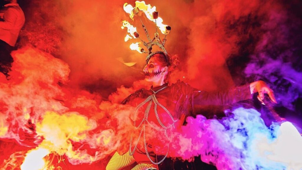 Entertainer performing in a fire show.