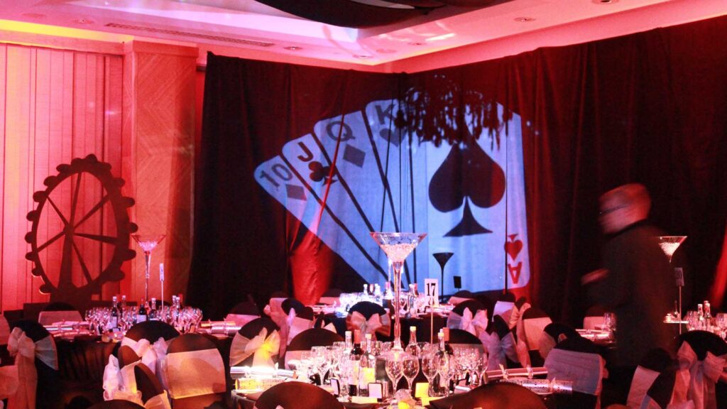 Create a stunning look with our Casino theming at your Corporate Office Christmas Party