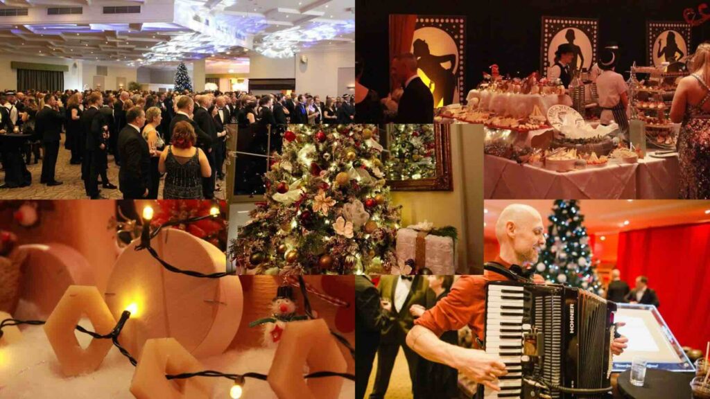 Collage of Christmas Parties created by Julia Charles Event Management.