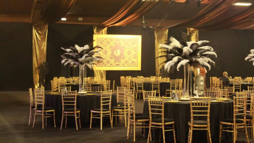Gorgeous gold and black great gatsby theming for a corporate Christmas event