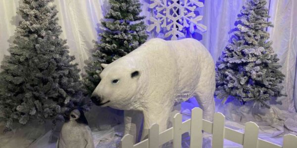 Polar bear prop used for north pole theming.