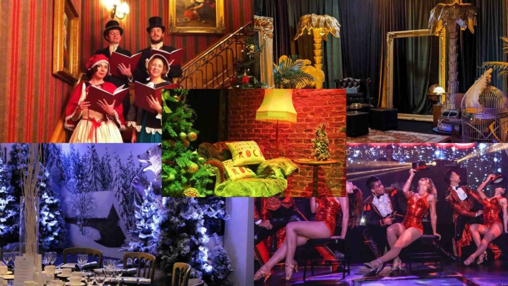 Collage of traditional Christmas themes.