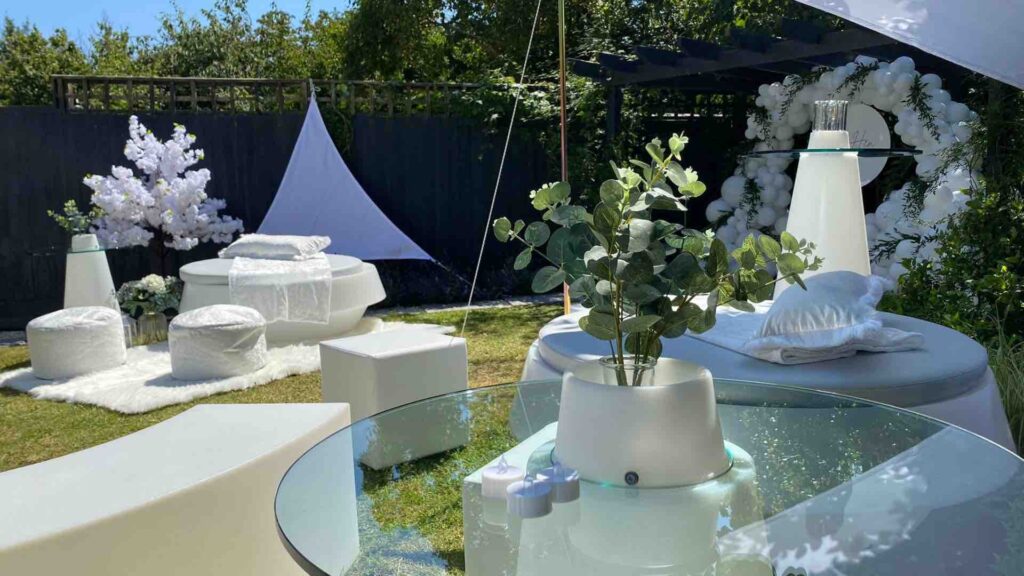 A minimalist white party themed garden