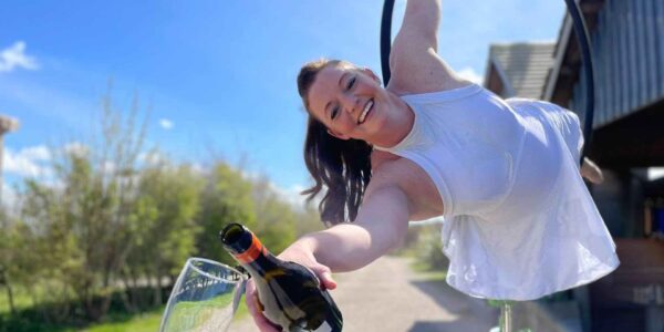 Champagne Pouring Aerial Performer