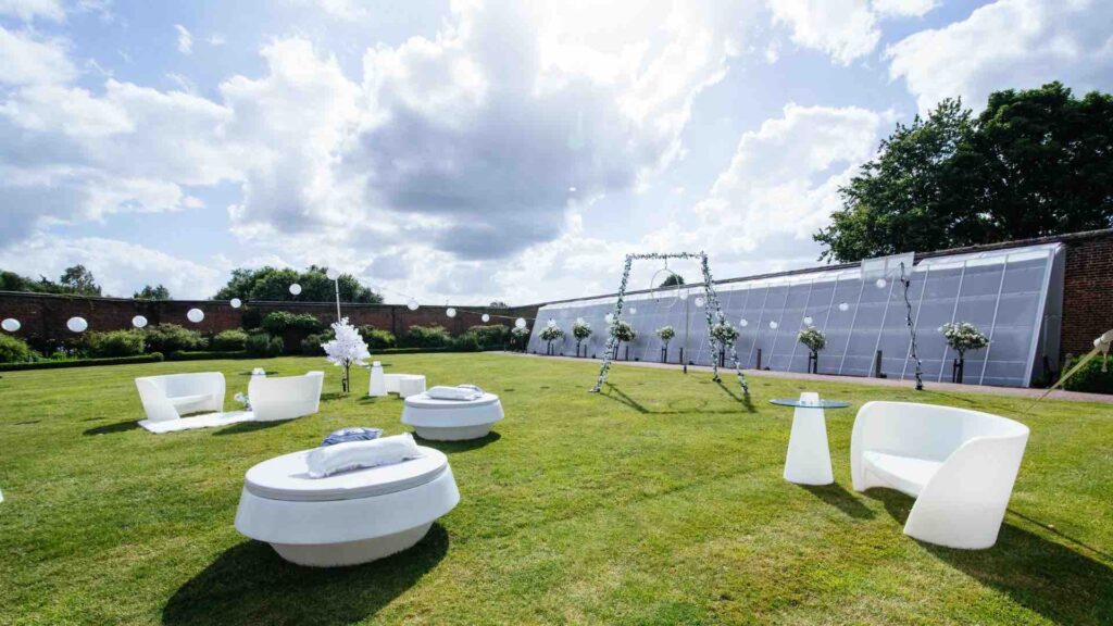 A minimalist white party themed garden