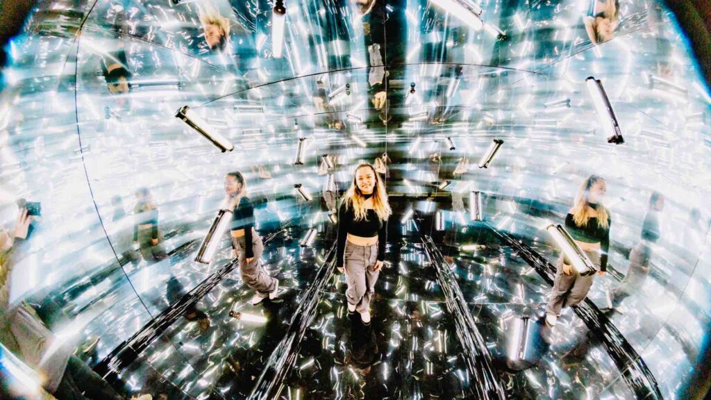A unique mirrored photo booth