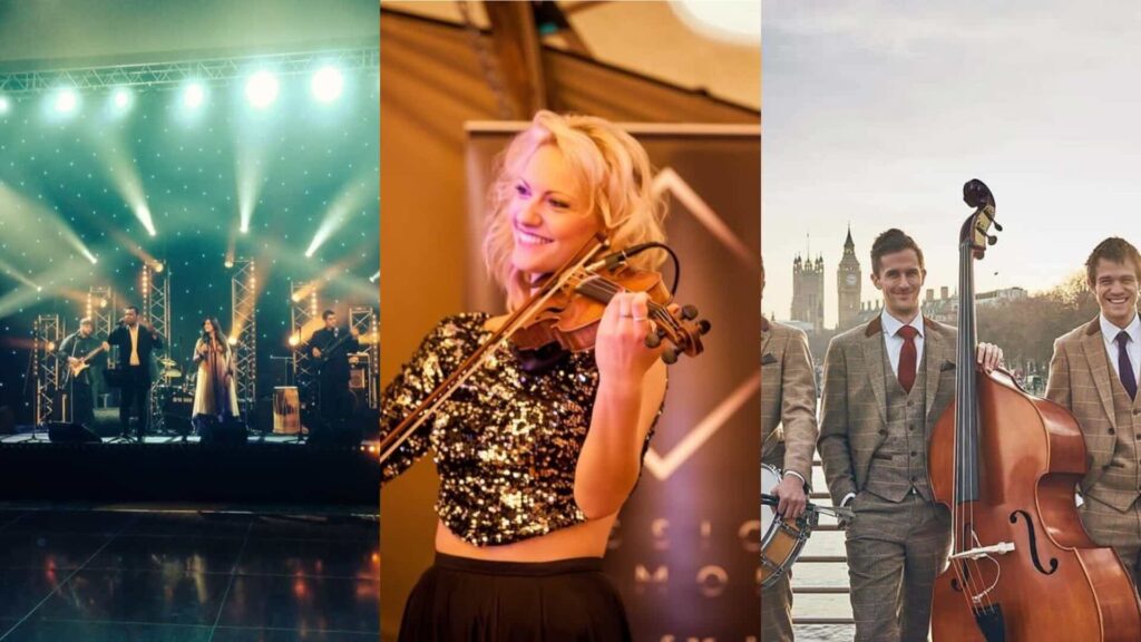 A collage of musicians and bands perfect for Gala Dinners