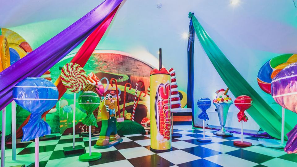 Giant sweet props, part of a Christmas candy land themed event.