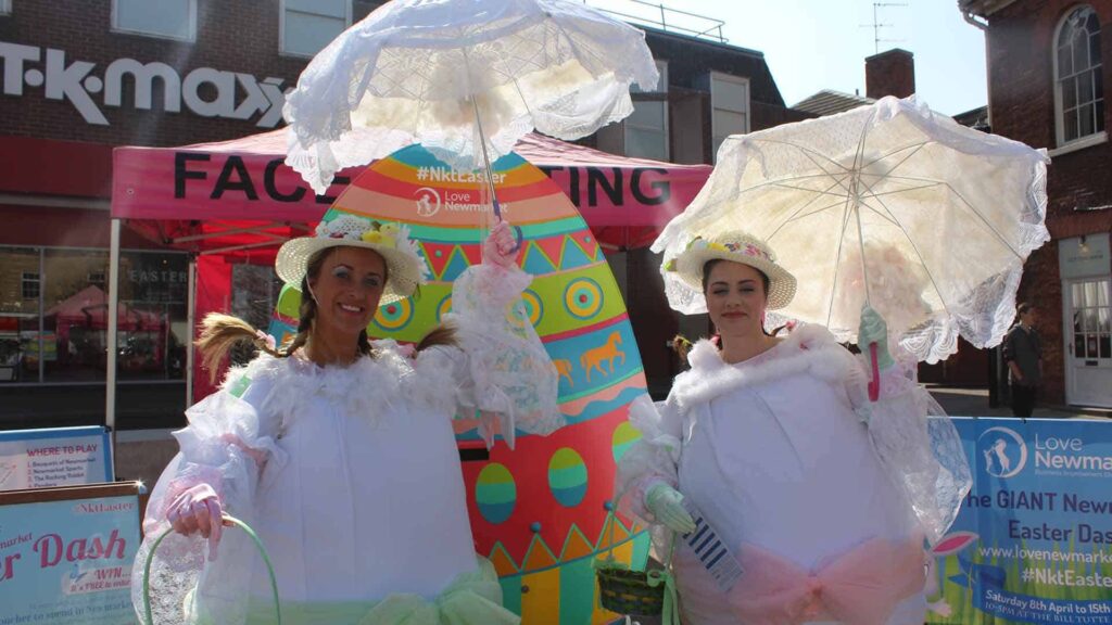 White Easter Egg Costume Performers posing