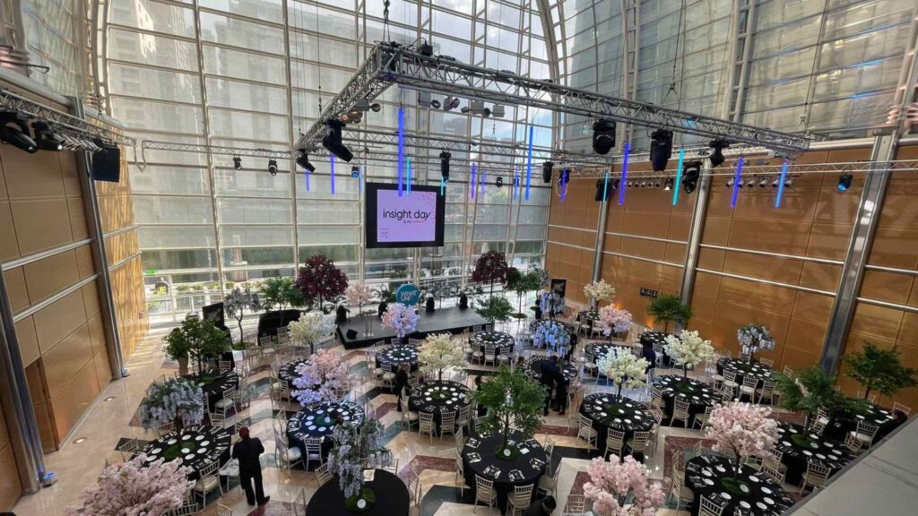 Gala dinner event with bespoke staging and subtle branding.