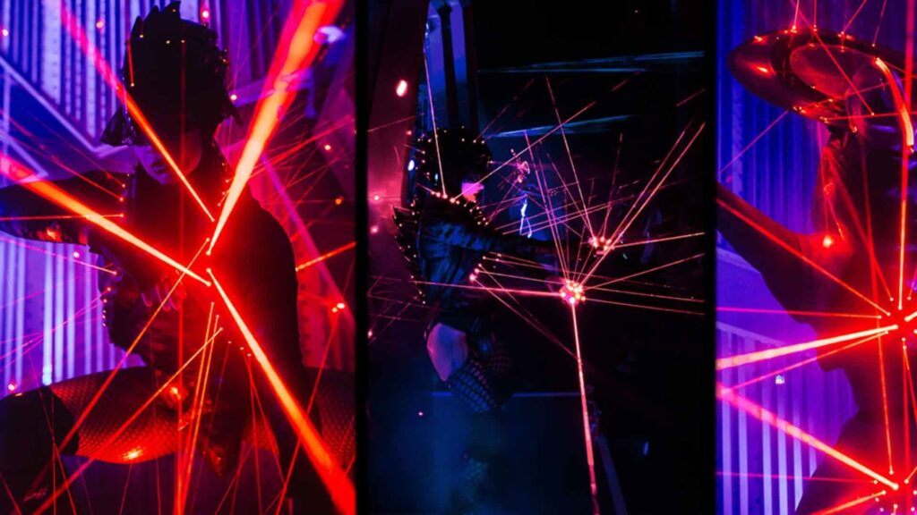 Laser show entertainment with digital walls