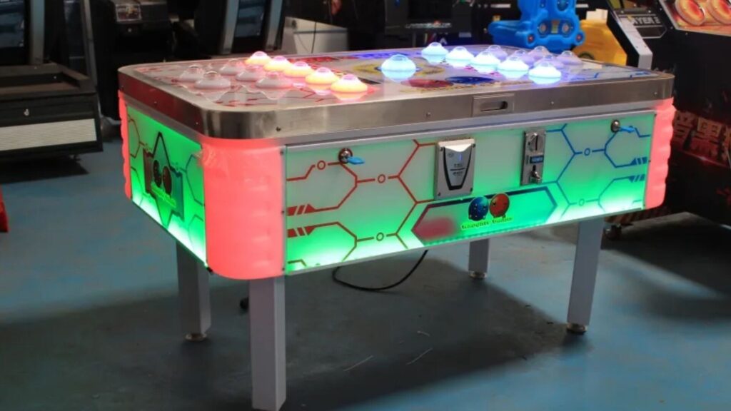 Close-up of Metaverse arcade table attraction.