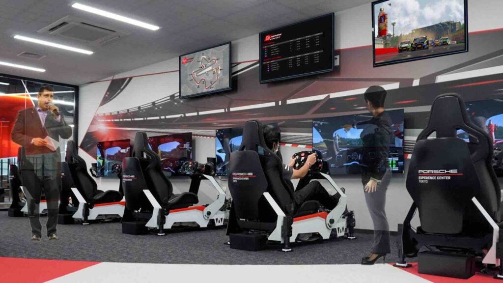 VR Racing simulators being used at an event.