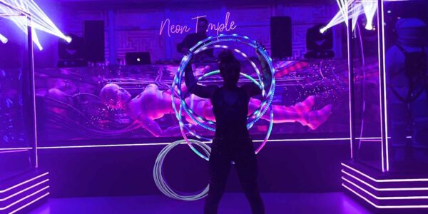 As part of your sci-fi event theming we can hire LED entertainers such as this performer to entertain guests.