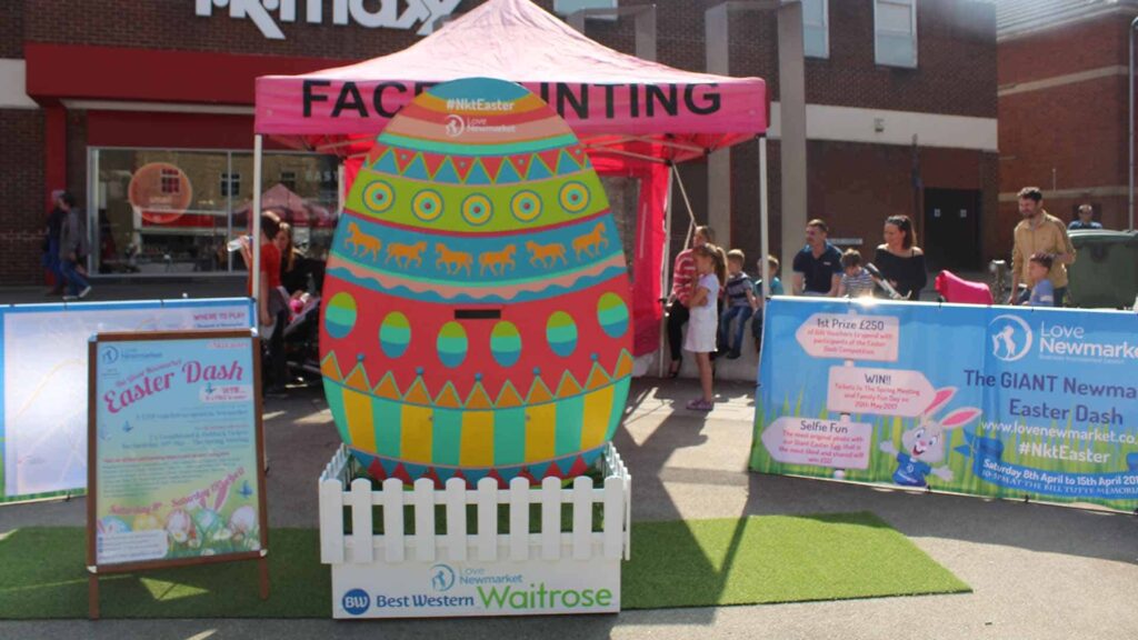 Newmarket Easter Dash Public Event multi-coloured Easter Egg Prop