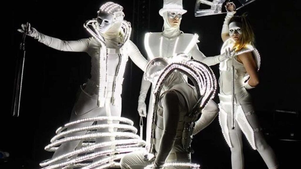 White light LED sci-fi dance troupe ideal for brand activations.