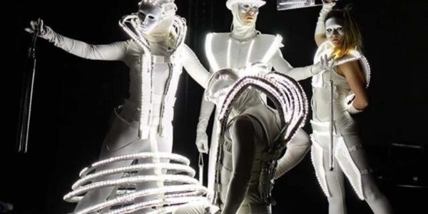 White light LED sci-fi dance troupe ideal for brand activations.