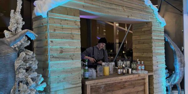 Chalet Bar Set Up For Christmas Office Party Event.