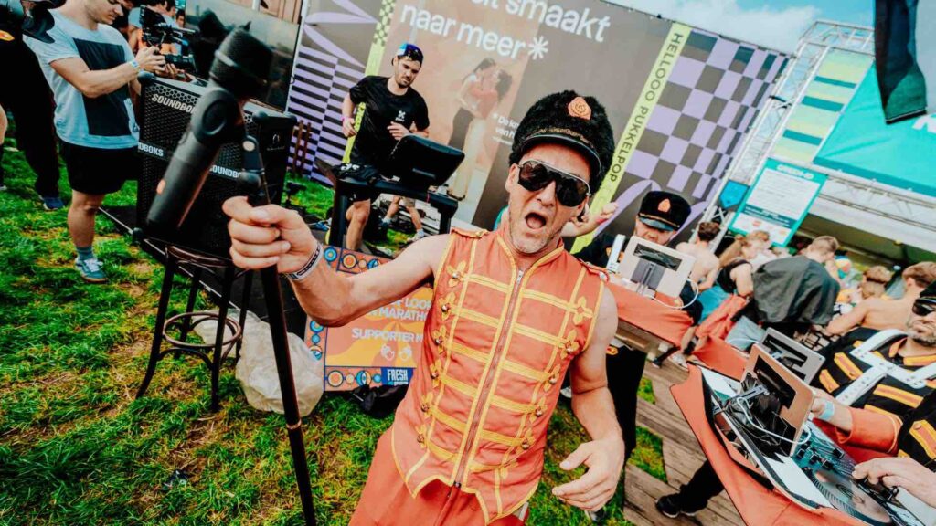DJ Marching band performing at an event.