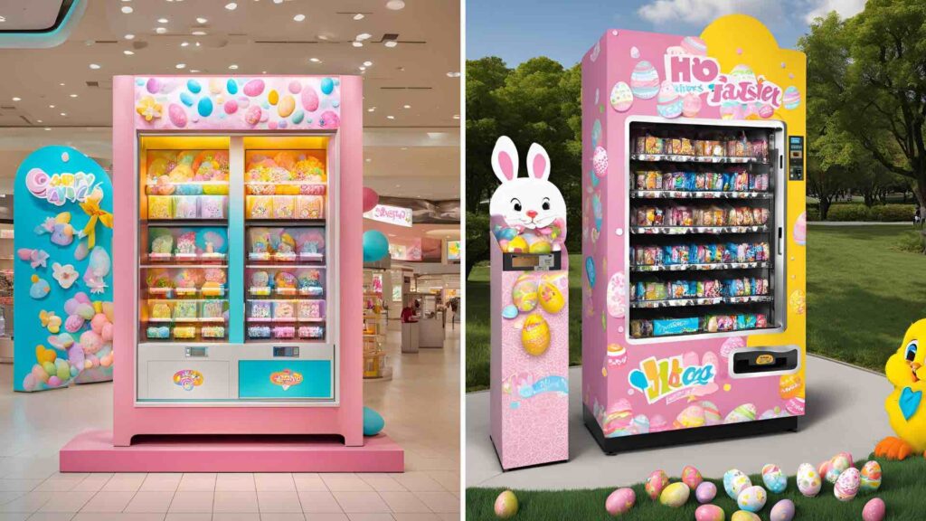 Easter themed Candy Vending Brand Activation concept created by AI.