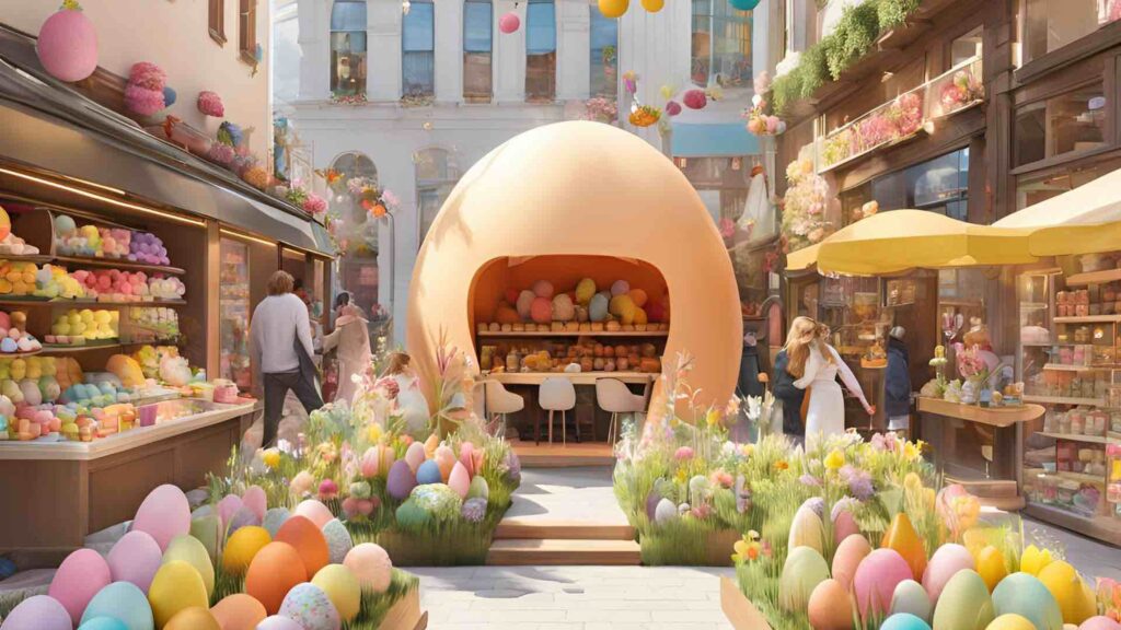 Egg Pop-Up Shop concept created by AI for Easter brand activations.