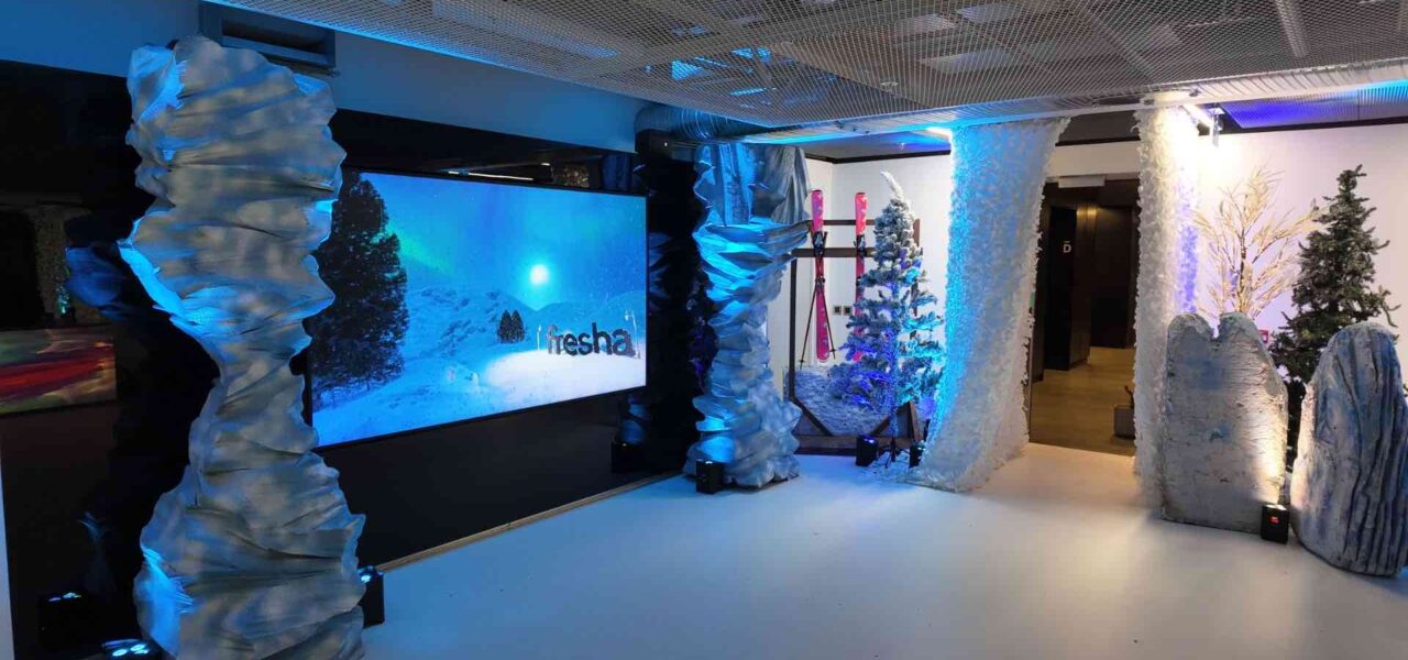 Fresha party space with Winter Wonderland theming.