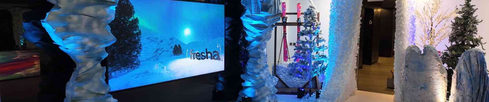 Fresha party space with Winter Wonderland theming.