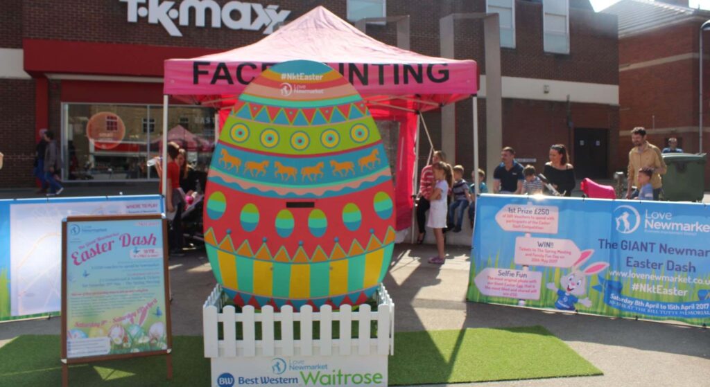 Newmarket Easter activation designed and installed by Julia Charles Event Management.
