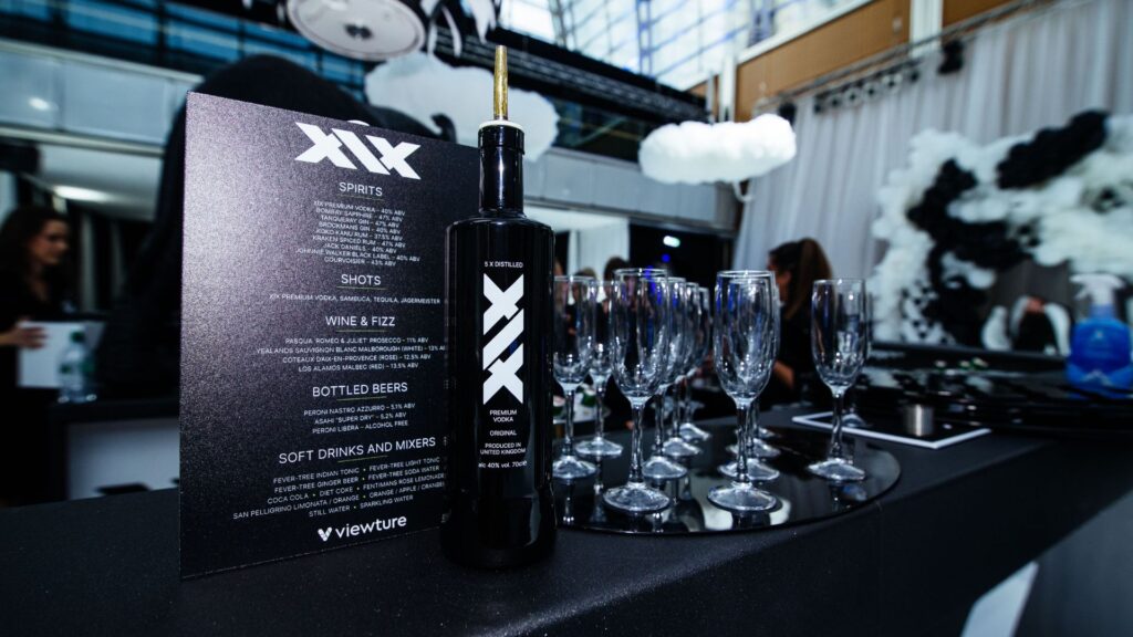 A XIX Vodka Bar photo of the menu, showcasing venue branding