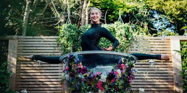 Giant-Floral-Martini-Glass-Dancer-Acrobatics